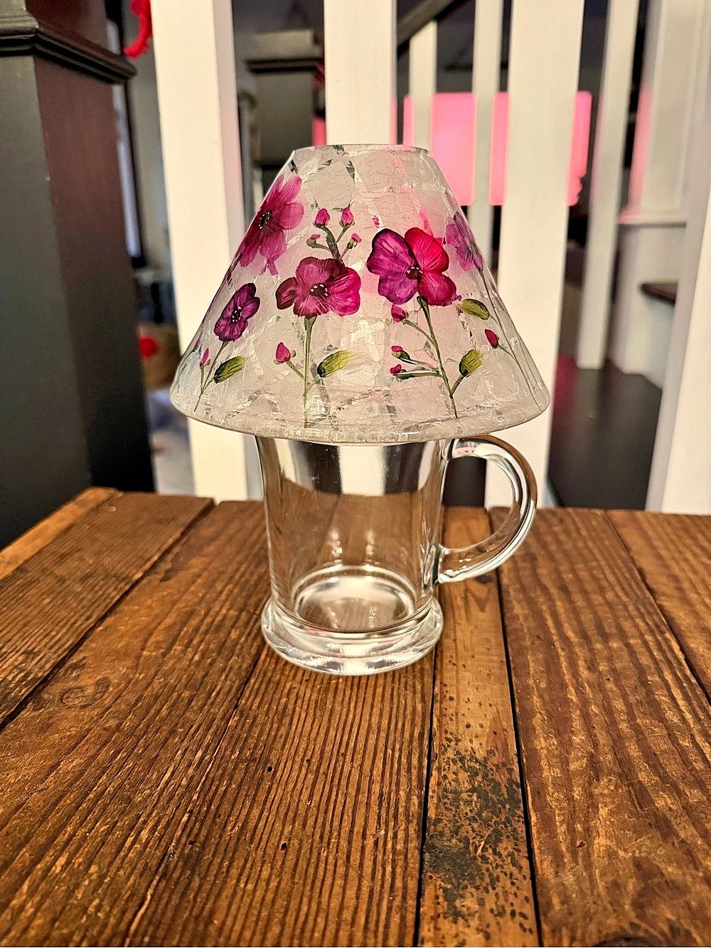 Yankee Candle crackle glass jar shade with vintage mug